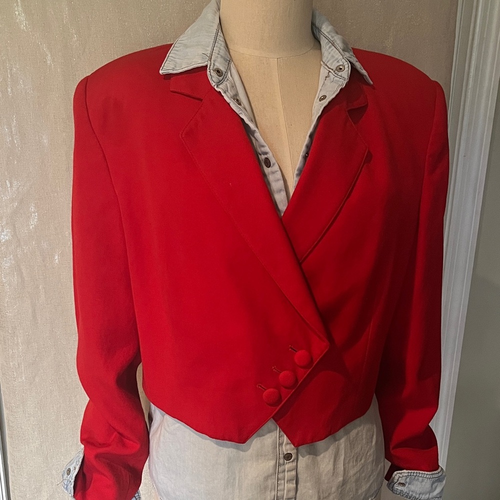 Cropped Red Women's Blazer